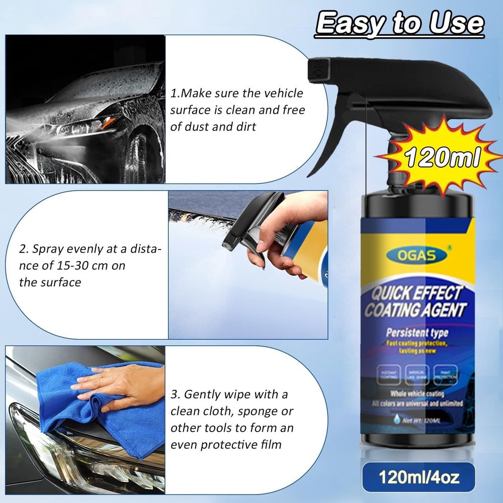 Quick Effect Coating Agent, Ceramic Coating Spray for Car Wax Polish Paint Sc...