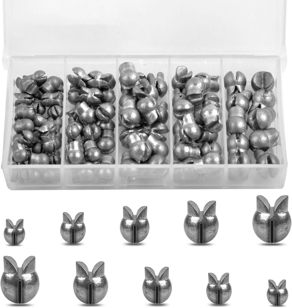 Split Shot Fishing Weights Sinkers Assortment Kit Removable Assorted, Silver
