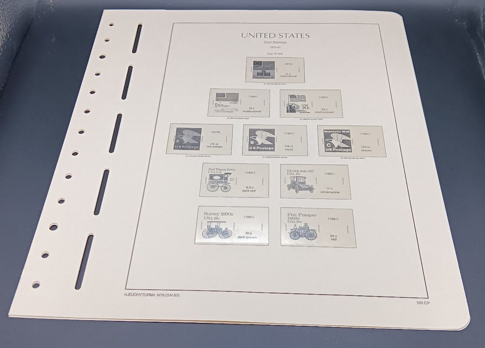 Leuchtturm U.S. , 12 New Album Pages for Coil Stamps 1966-1985