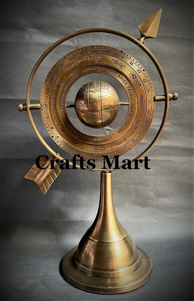 Brass Armillary Sphere: Nautical Astrolabe Globe Table Decor
