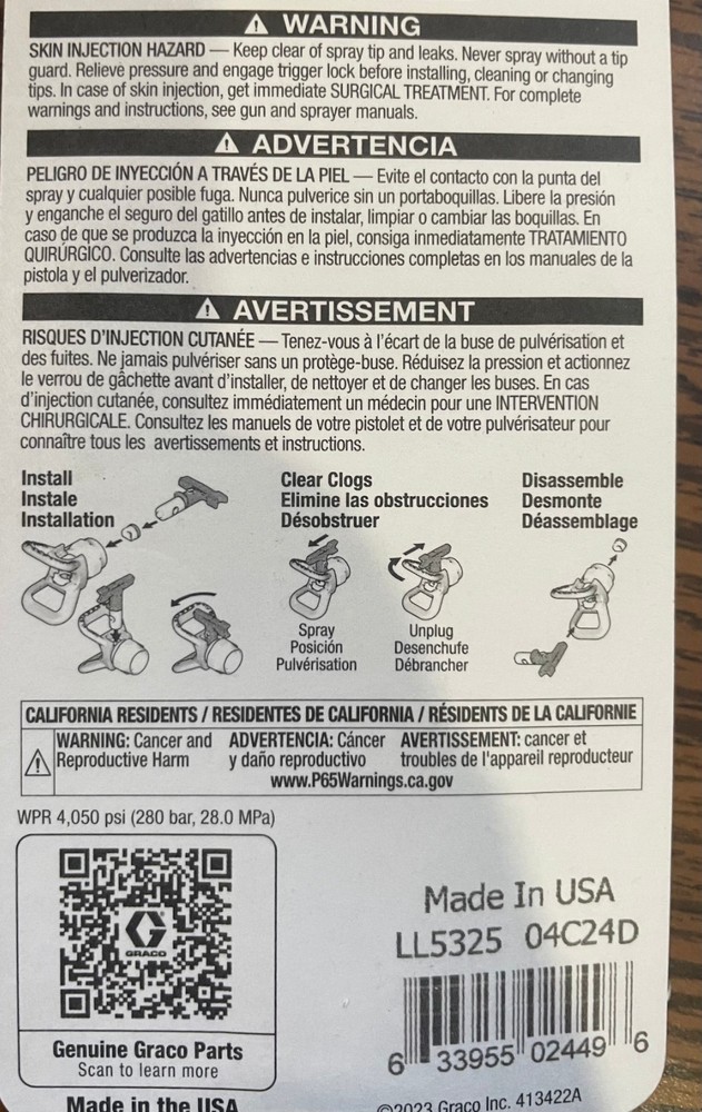 Graco LL5325 RAC5 SwitchTip Reversible SprayTip