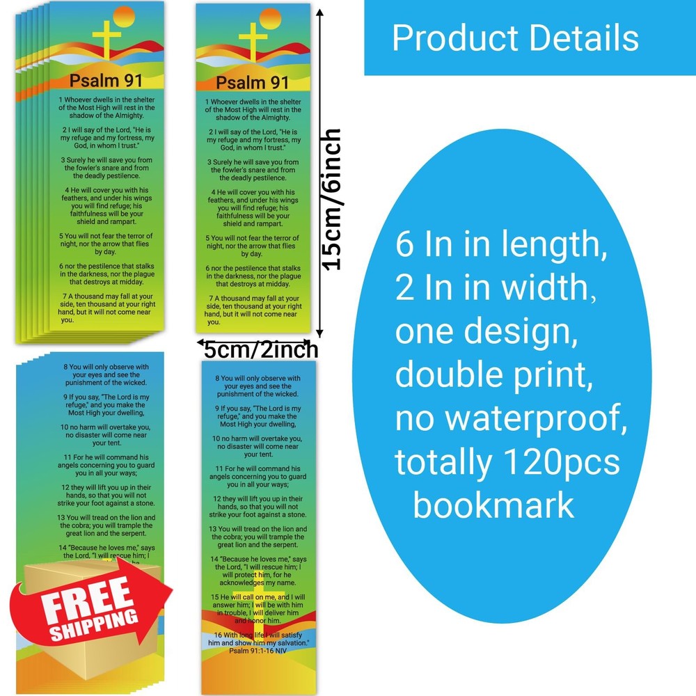 Bible Bookmarks Psalm 91 120 Christian Scripture Reading Gift