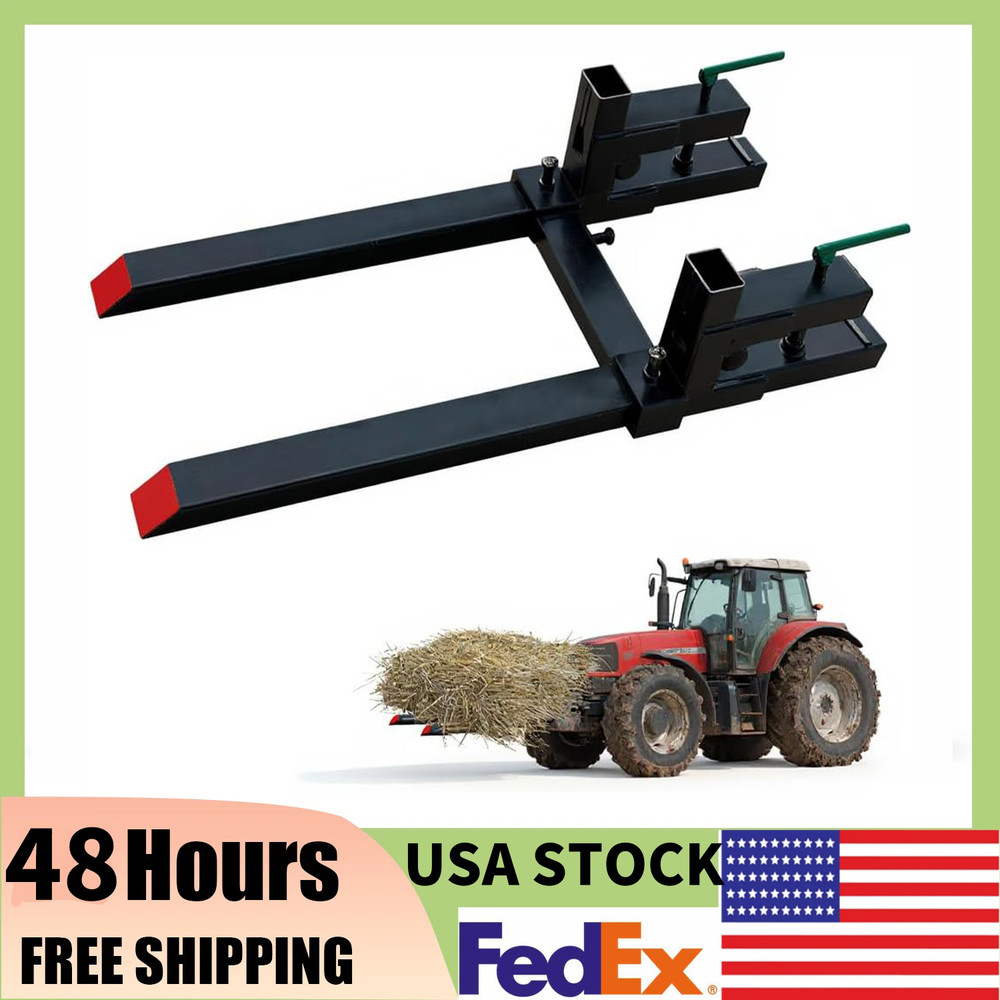 2000LB Quick Attach Loader Pallet Fork,60"Clamp On Pallet Forks W/Adjustable Bar
