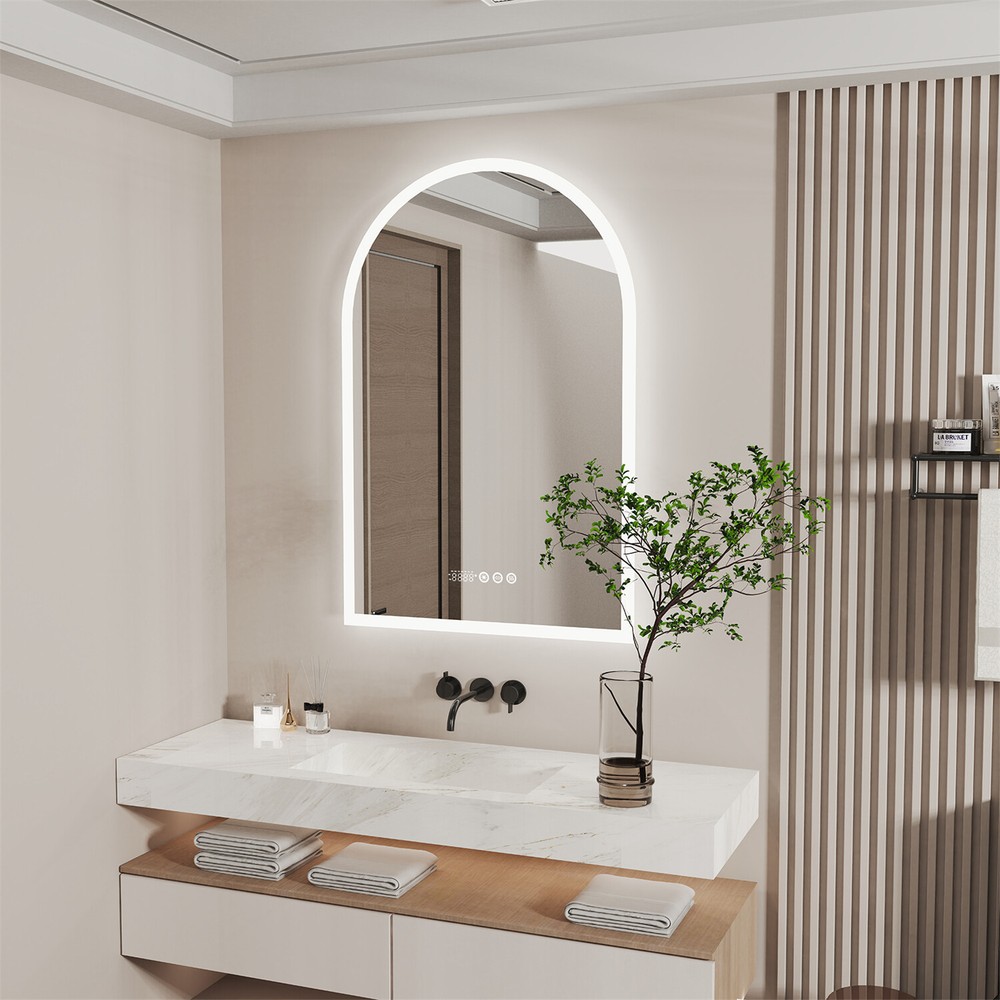 Arched LED Bathroom Mirror for Wall Backlight Antifog Vanity Mirror Waterproof