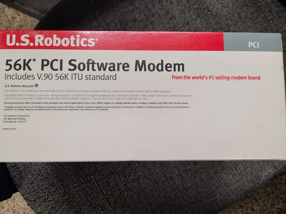 New U.S. Robotics USR5600 56K* PCI Software Modem In Orginal Package