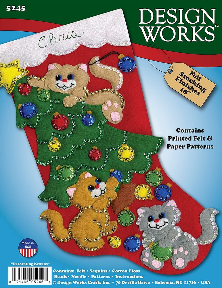 Decorating Kittens Felt Stocking Kit