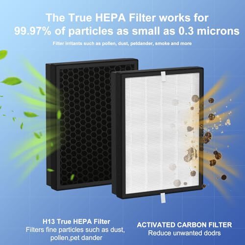 PUREBURG 2-Pack Replacement HEPA Filter Compatible with TaoTronics TT-AP007