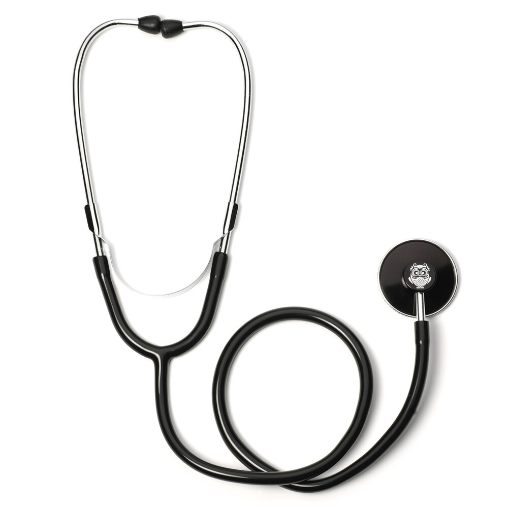 Black Single Head Stethoscope with Owl Vintage