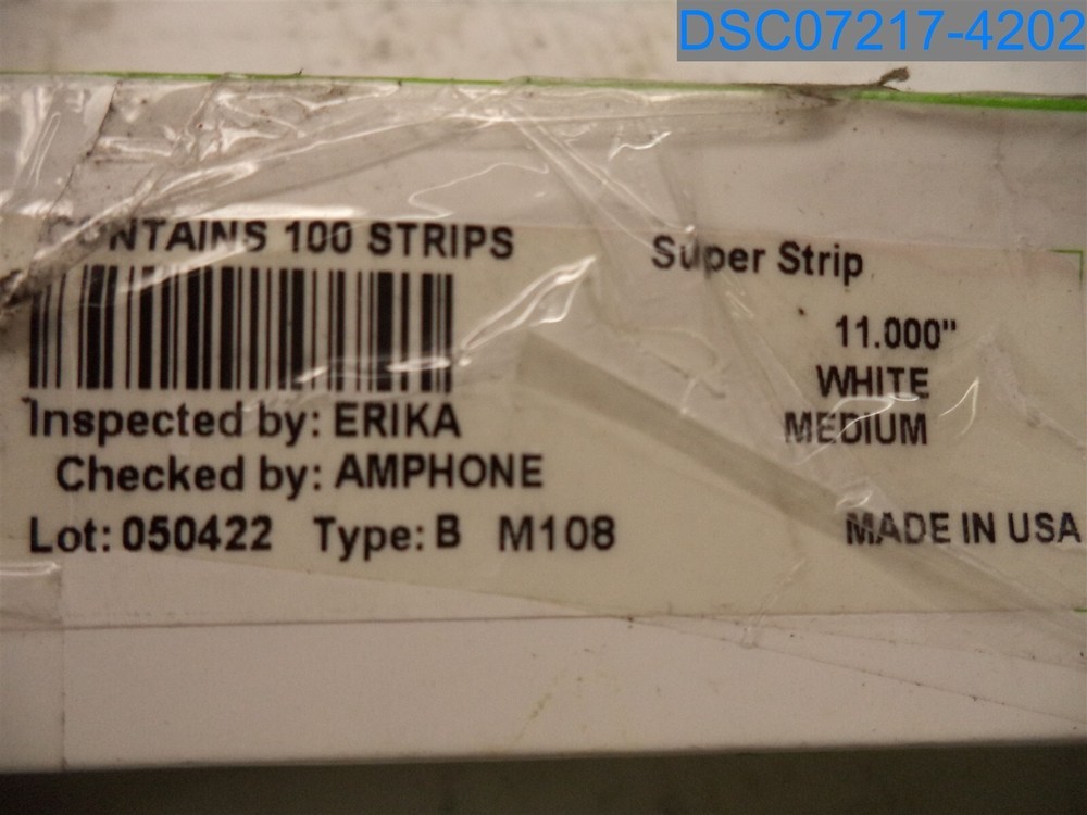 Qty= 100: Fastback: Super Strips Medium White 11" Binderstrips