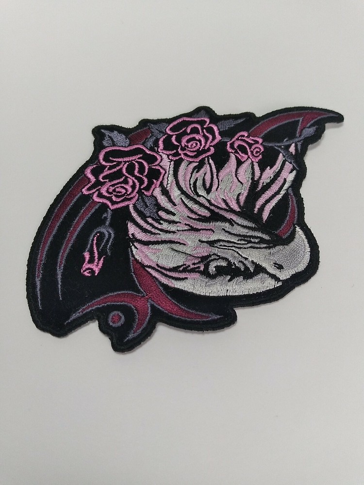 LADIES GLITTER EAGLE PINK ROSES EMBROIDERED Iron On PATCH