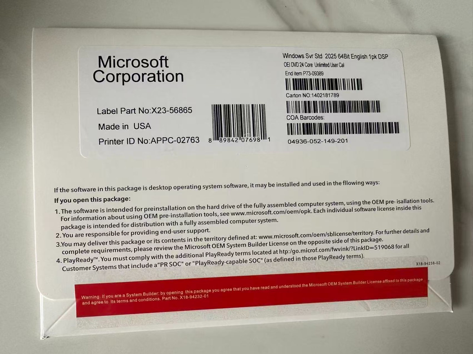 Windows Server 2025 Standard/Datacenter 64Bit 16/24 Core-Unlimited CALs With Key