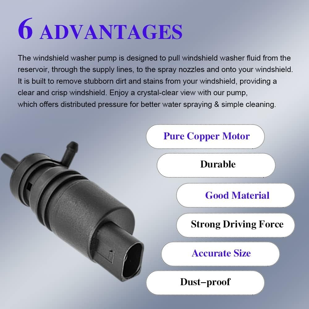 Windshield Washer Pump, Compatible with BMW 328i E46 325i M3 M5 X3 X5 Z3 Z4...