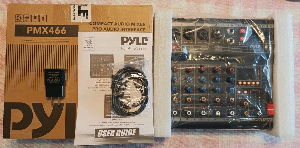 Pyle PMX466 Professional Bluetooth DJ Audio Mixer (Open Box)
