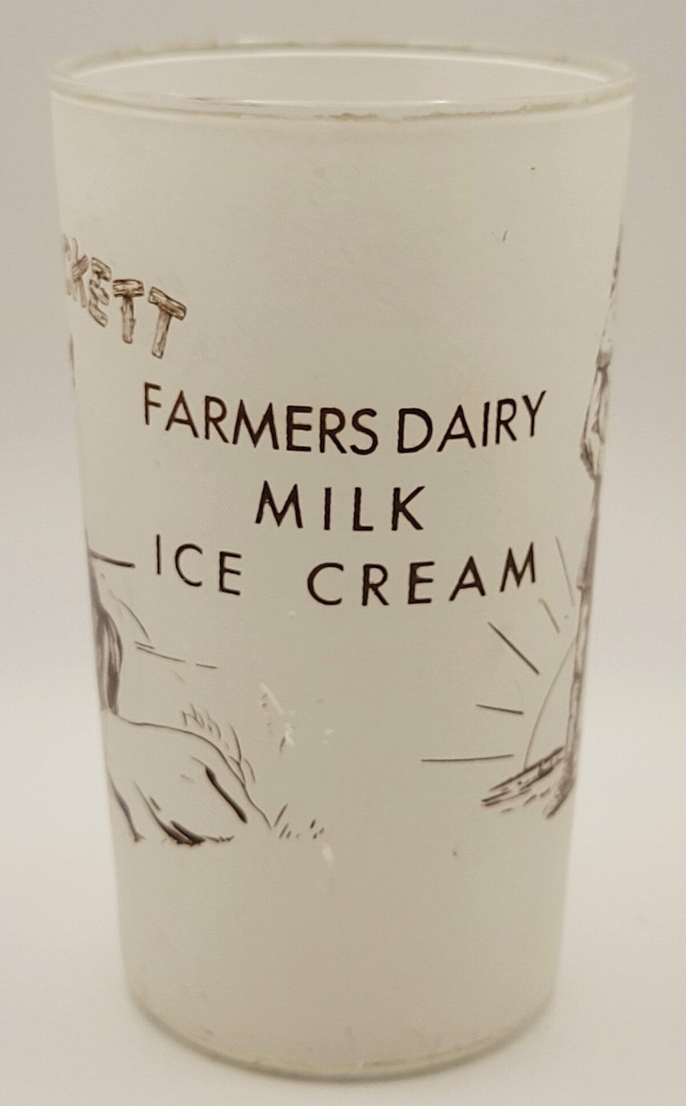Vintage Davy Crockett Farmers Dairy Souvenir Glass Milk Winston Salem NC
