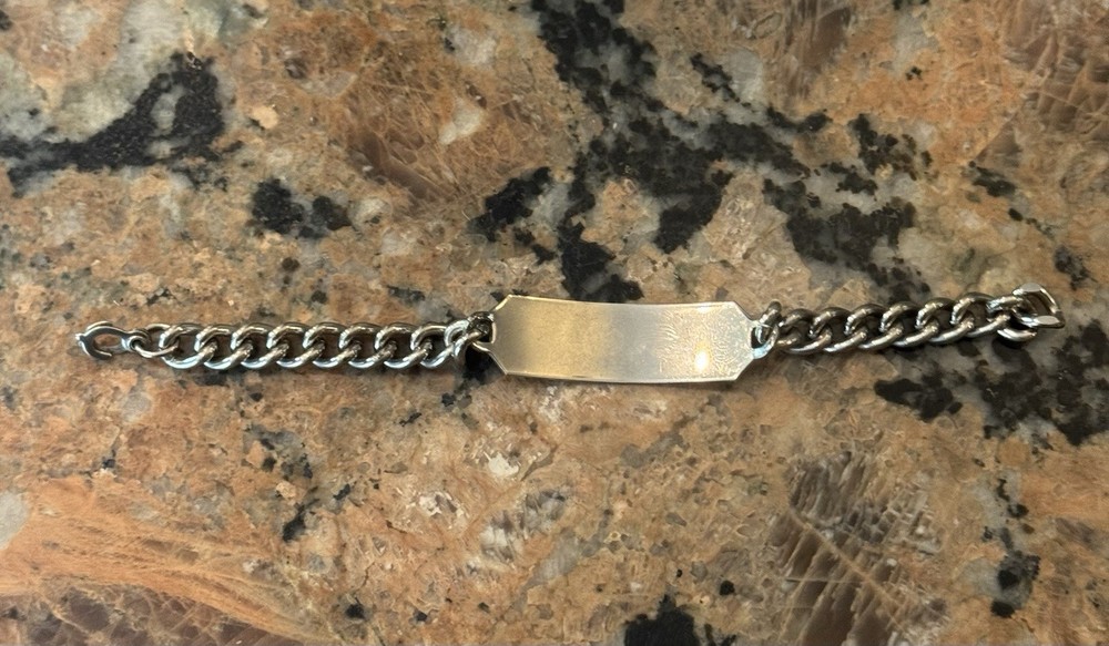 Vintage Identification Men’s Silver Tone 7.5”