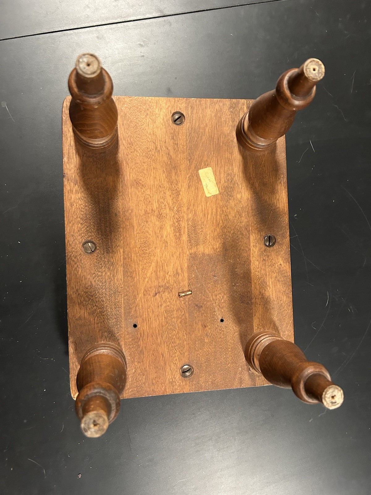 Vintage needlepoint footstool square wooden legs floral