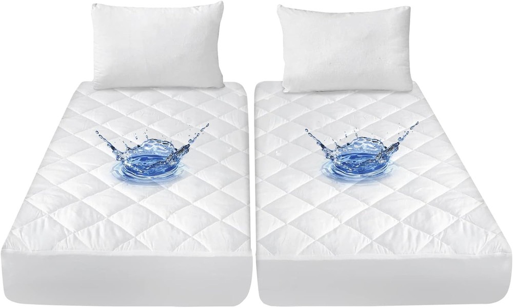 Split California King Mattress Protector Pad for Calking, White