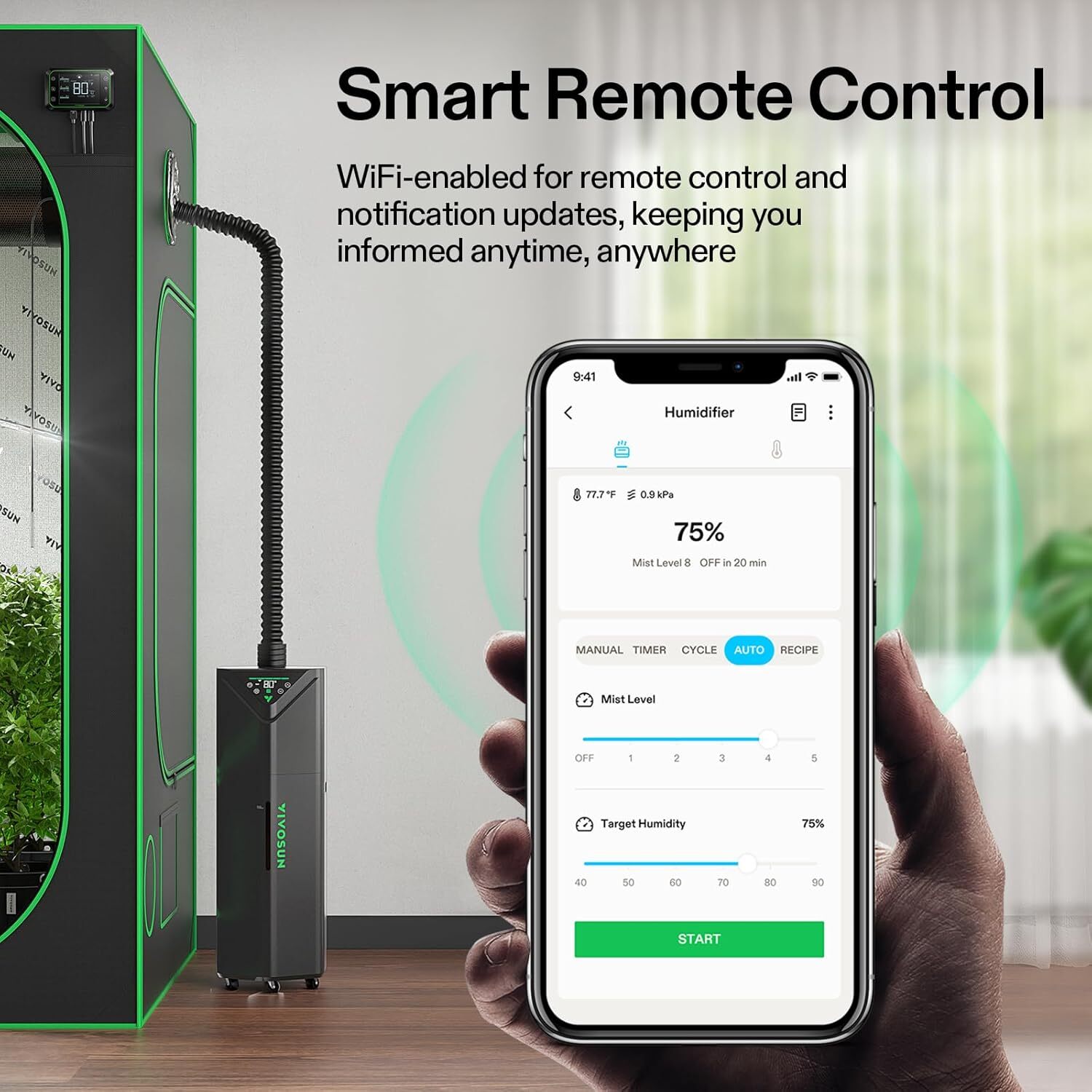 VIVOSUN H19 19L Wifi Environmental Plant Humidifier Smart Control Top Pannel