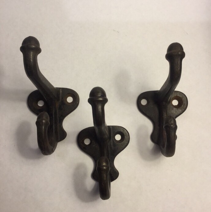 3 Cast Iron Industrial Coat Hat Hooks