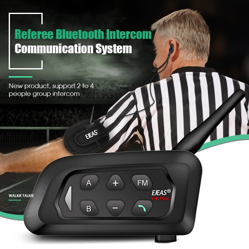 4 User Football Referee Bluetooth Intercom Earphone Talking Same Time with Bag