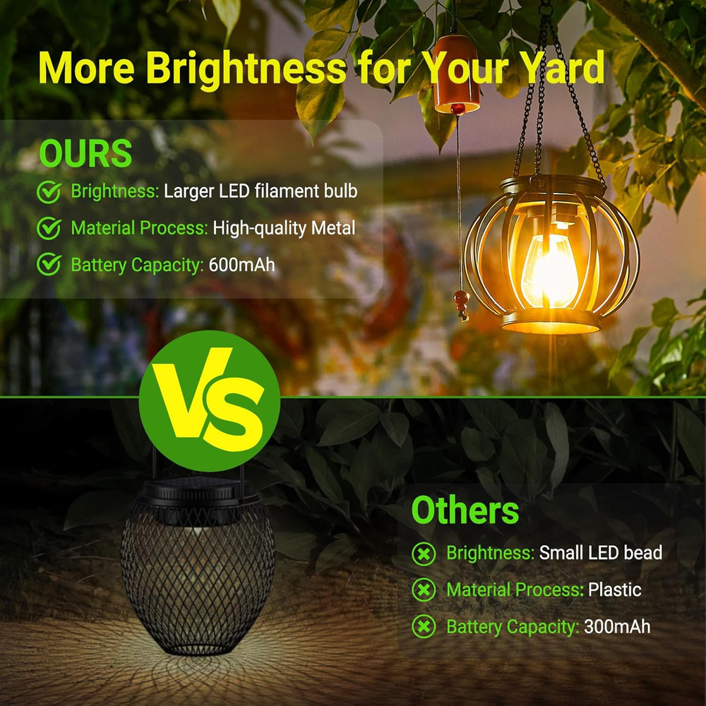 Solar lantern, metal solar pumpkin-shaped lantern, IP65 waterproof