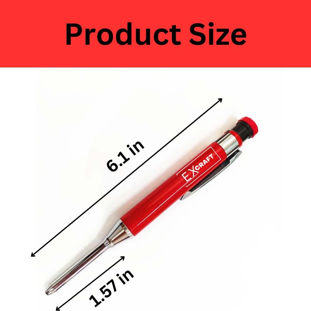Red Metal Mechanical Carpenter Pencil Deep Hole with Built-in Sharpener