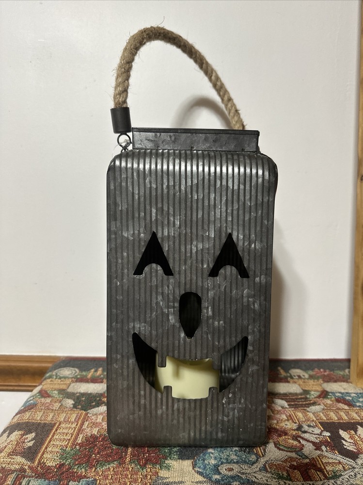 Galvanized Jack O Lantern Led Candle