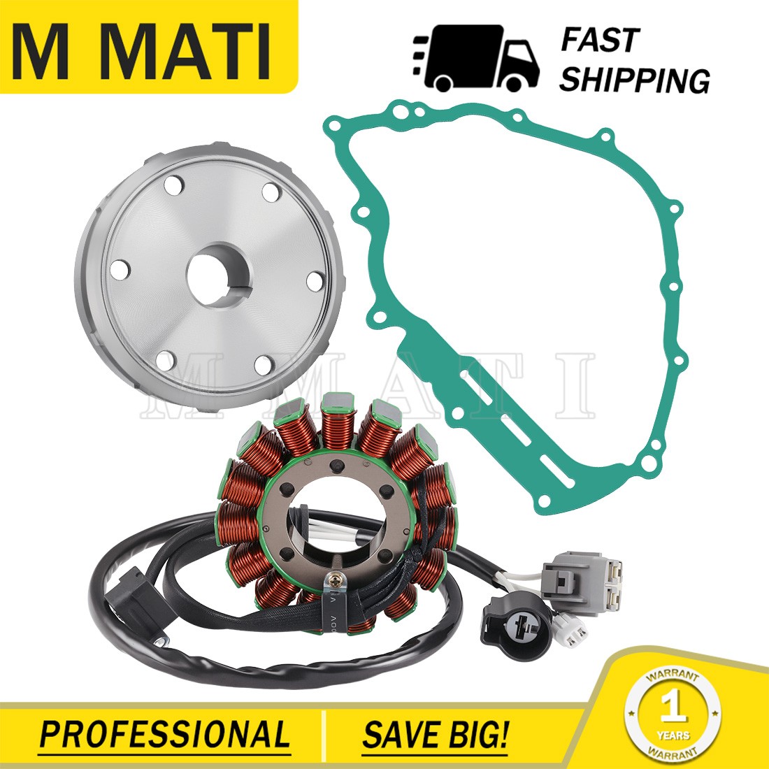 Flywheel Rotor + Stator + Gasket For Yamaha Rhino 700 YXR700 2008 2009 - 2013