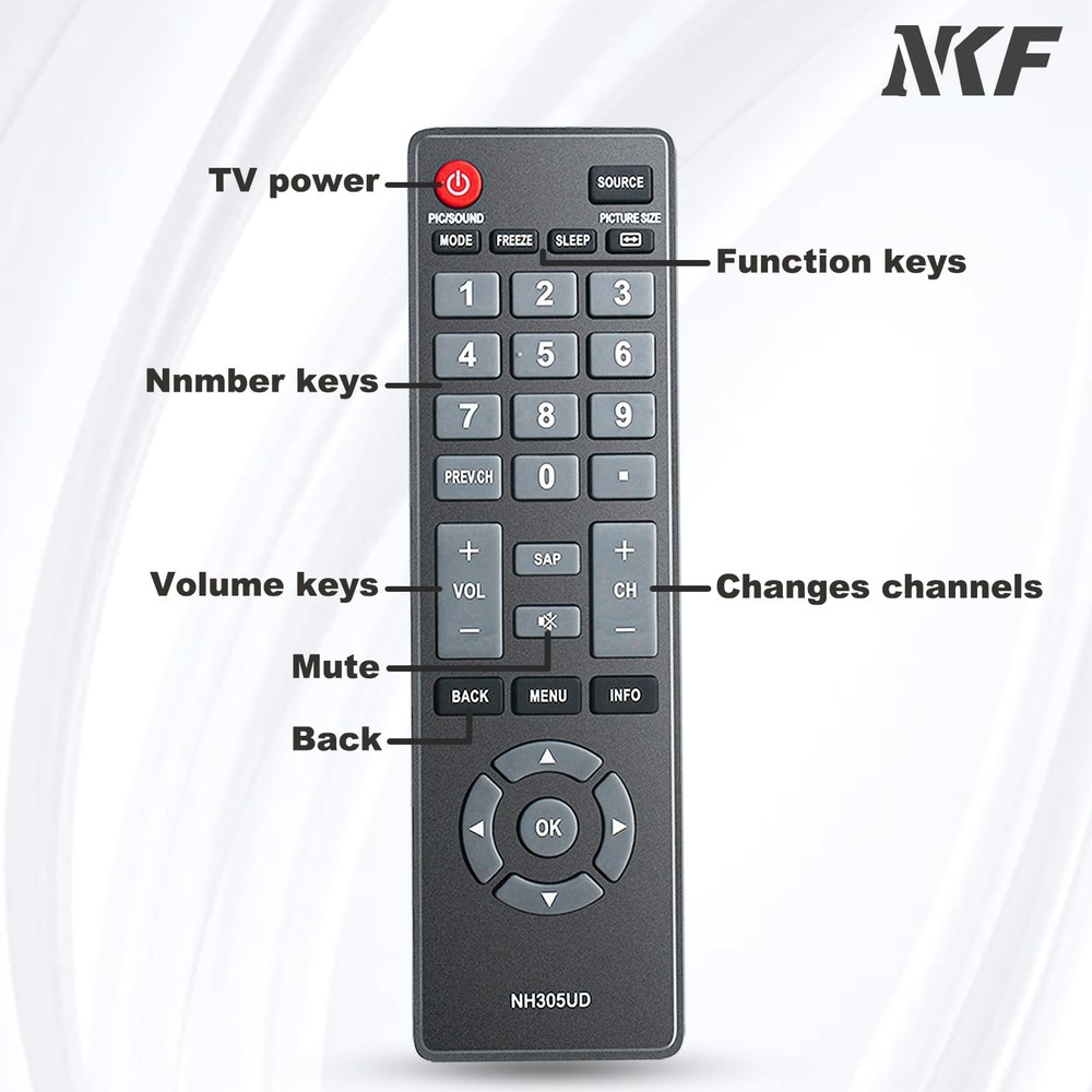 NH305UD for Emerson TV Remote Replacement: Universal 1:
