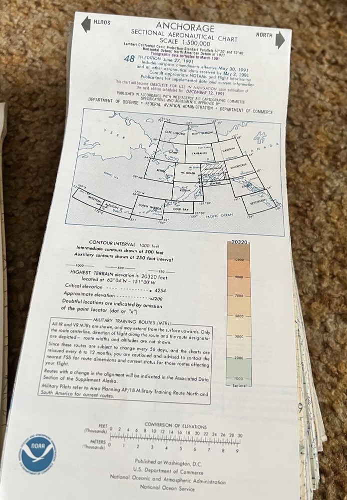 48th Edition 6-27-91 Anchorage Sectional Aeronautical Chart Map