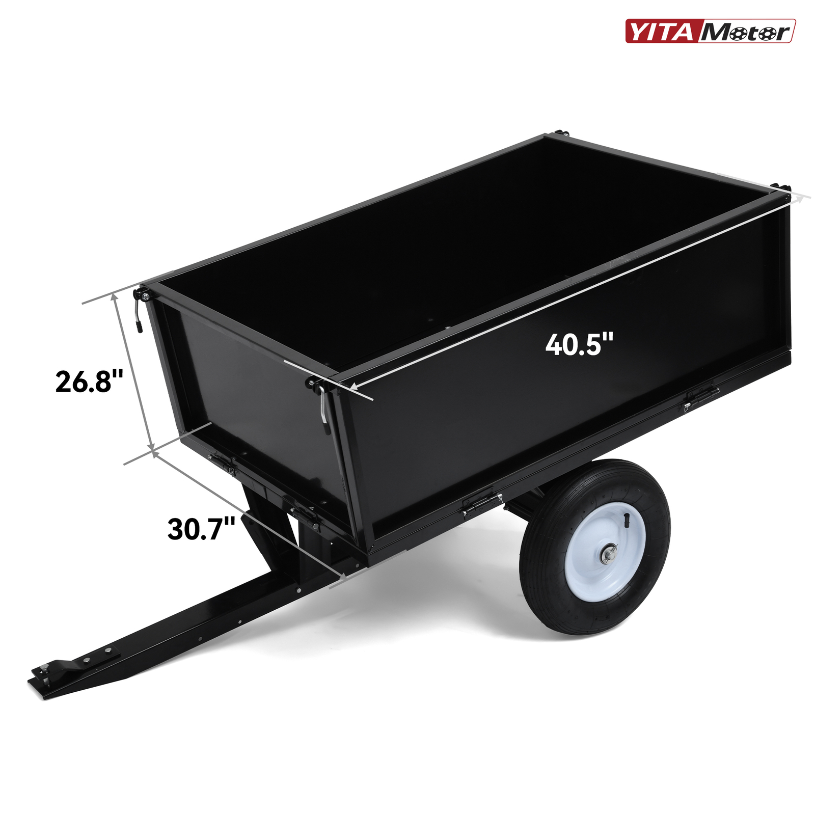 Steel Dump Cart Tow Behind Lawn Dump Cart for Lawn Tractor 500LBS Black
