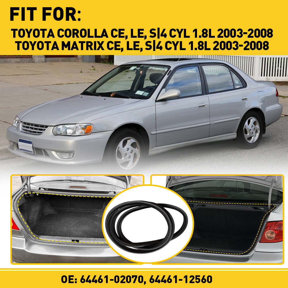 Weatherstrip Rear Trunk Lid Black Rubber For 2003-2008 Toyota Corolla Seal Strip