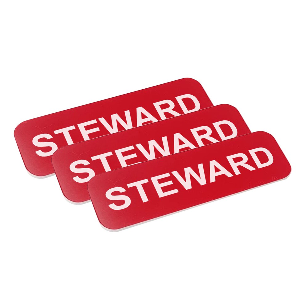 Steward 1 x 3" Name Tag, (3 Pack)
