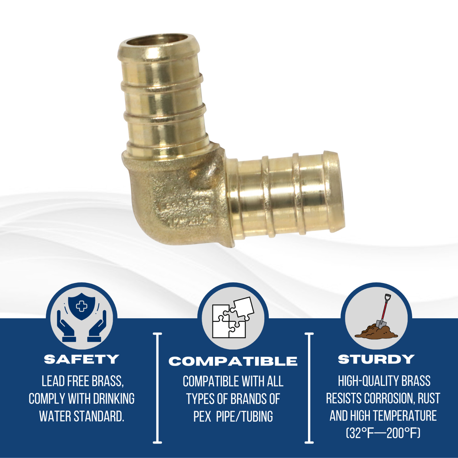 10 Pcs XFITTING 1/2" PEX ELBOW - BRASS CRIMP FITTINGS (LEAD-FREE)