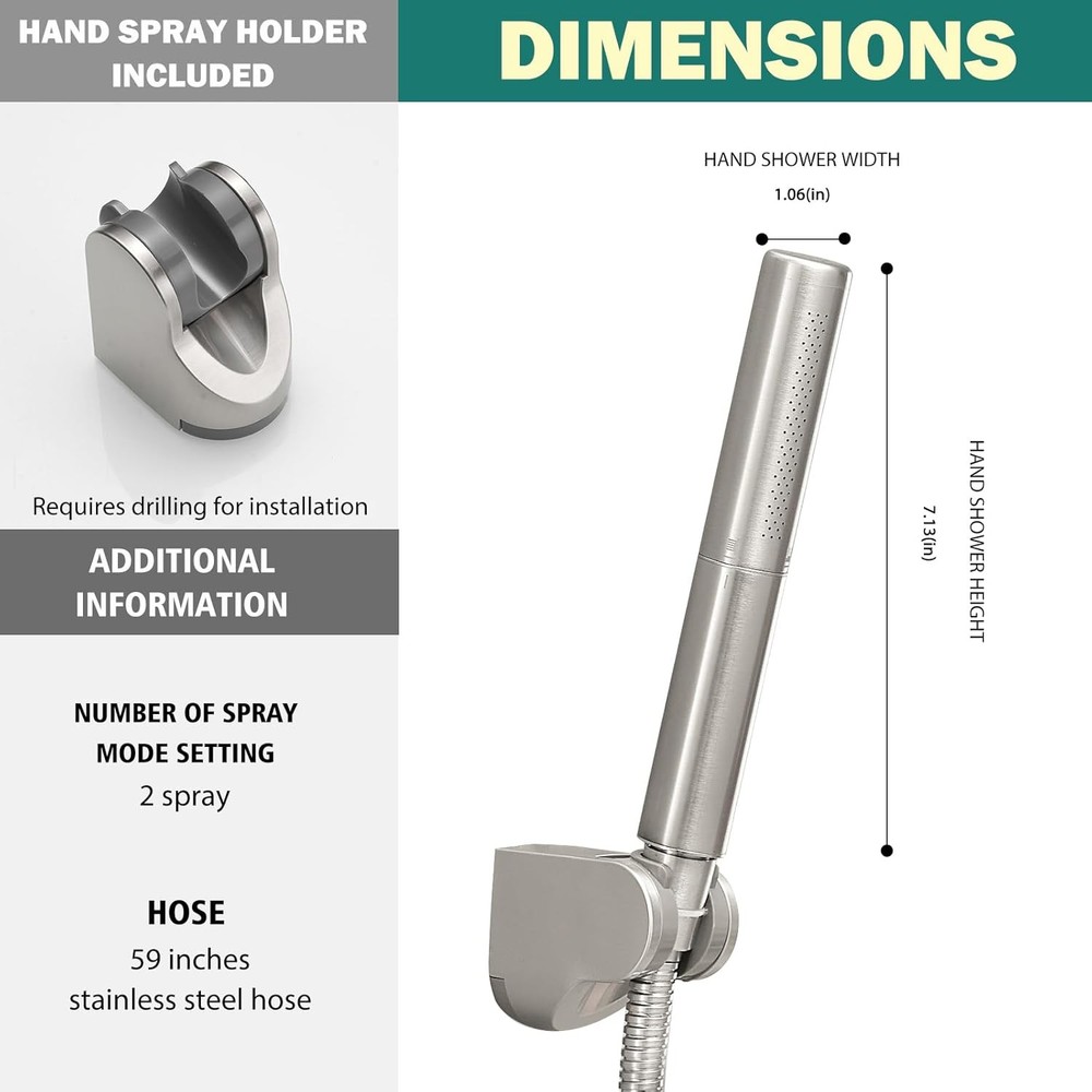 Homipro Brushed Nickel Brass 2 In 1 Function High Flow