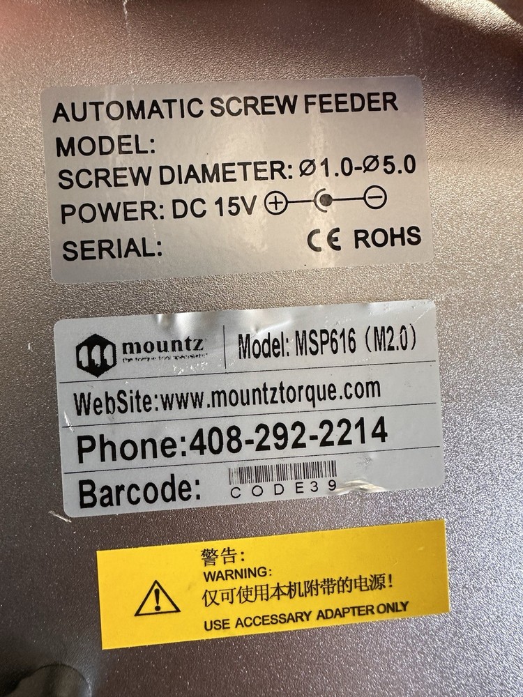 Mountz MSP-616 Production Line Automatic Screw Feeder / Presenter