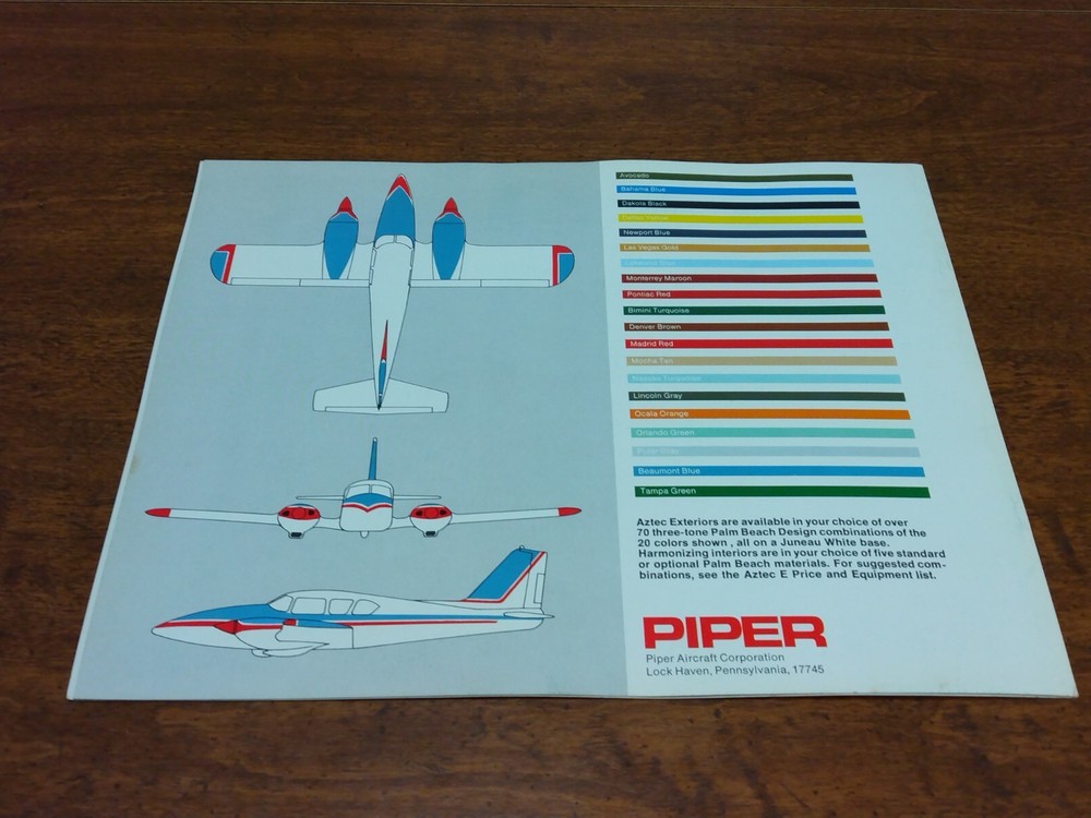 Piper Aztec E Turbo Aztec E 1970 Brochure