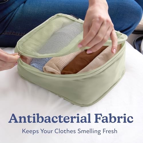 Space-Saving Compression Packing Cubes for Women, Men, 4-Pack Sage