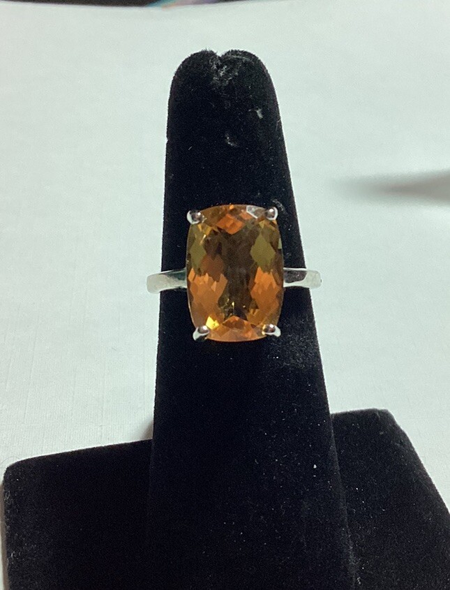 Sterling Silver .925 Citrine Ring (7) & Matching Earrings