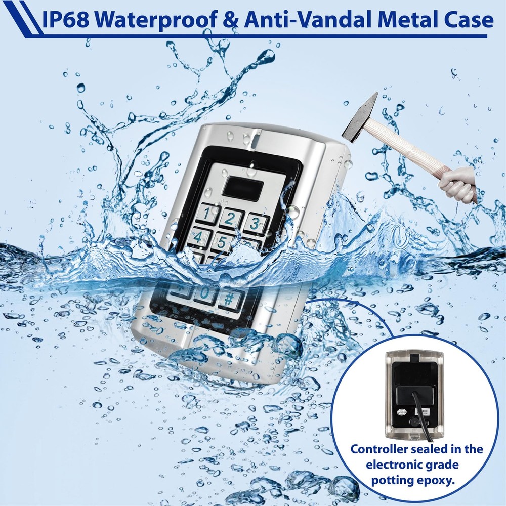 Universal Waterproof 12-24V Metal Keypad Access Controller Gate Garage KPR2000