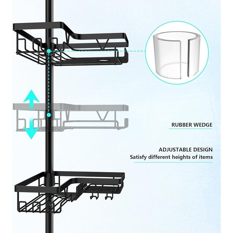 Height Adjustable Shower Caddy Corner Organizer 4-Tier Waterproof Rustproof New