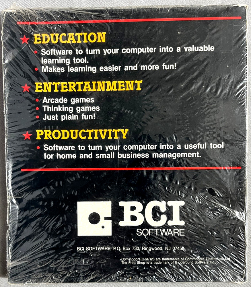 NIB! Plaque Man Commodore64/128|Atari48K flippy disk BCI Software 1985