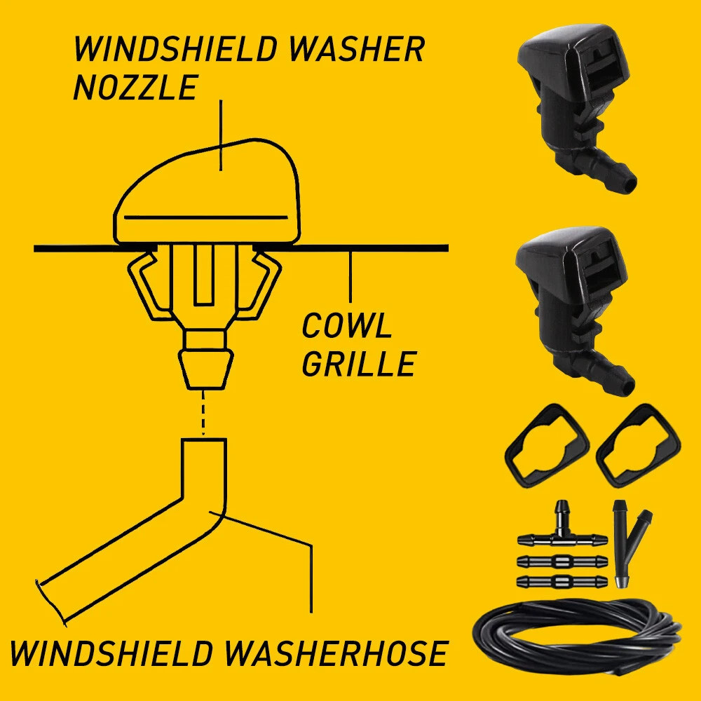 2PCS Windshield Washer Fluid Spray Jet Nozzle Kit Front For Ford Edge 2007-2010