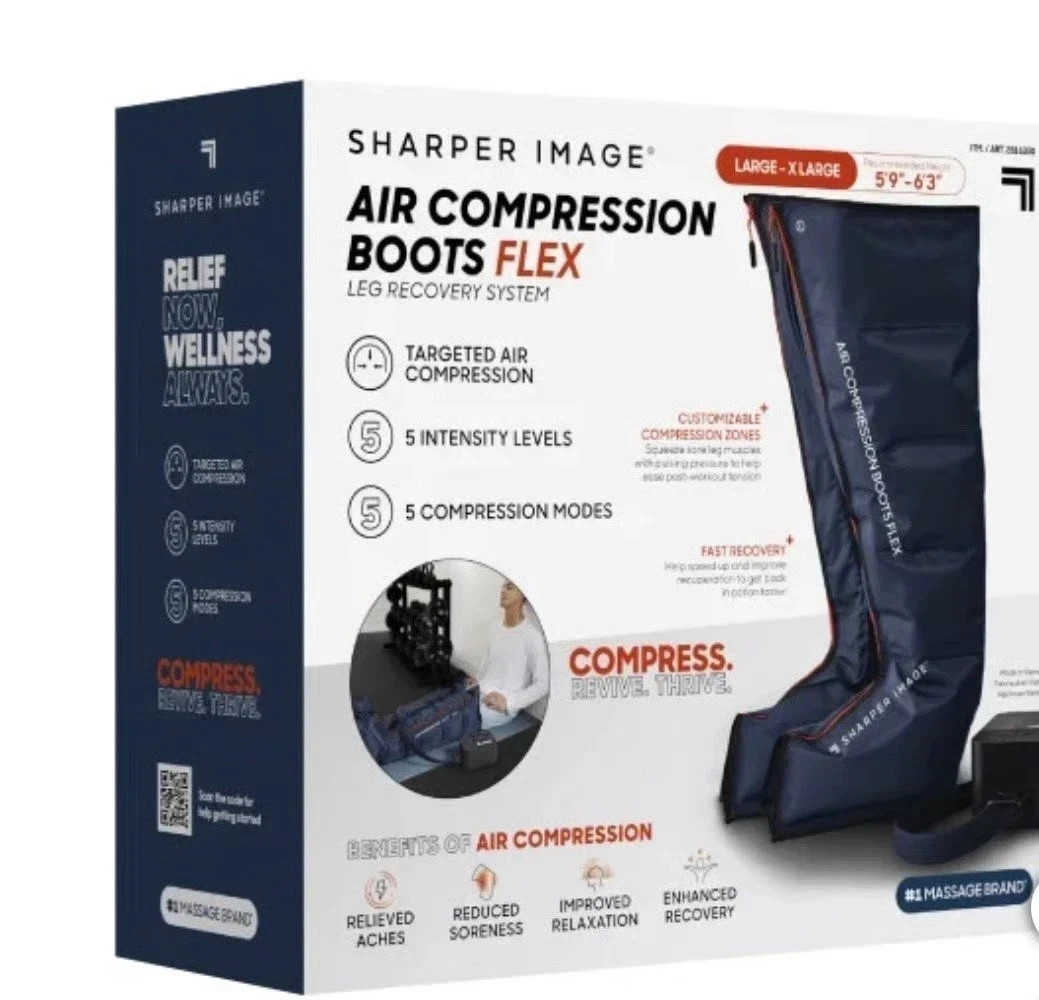 Sharper Image Air Compression Boots FLEX Leg Recovery System, Large/X-Large NEW