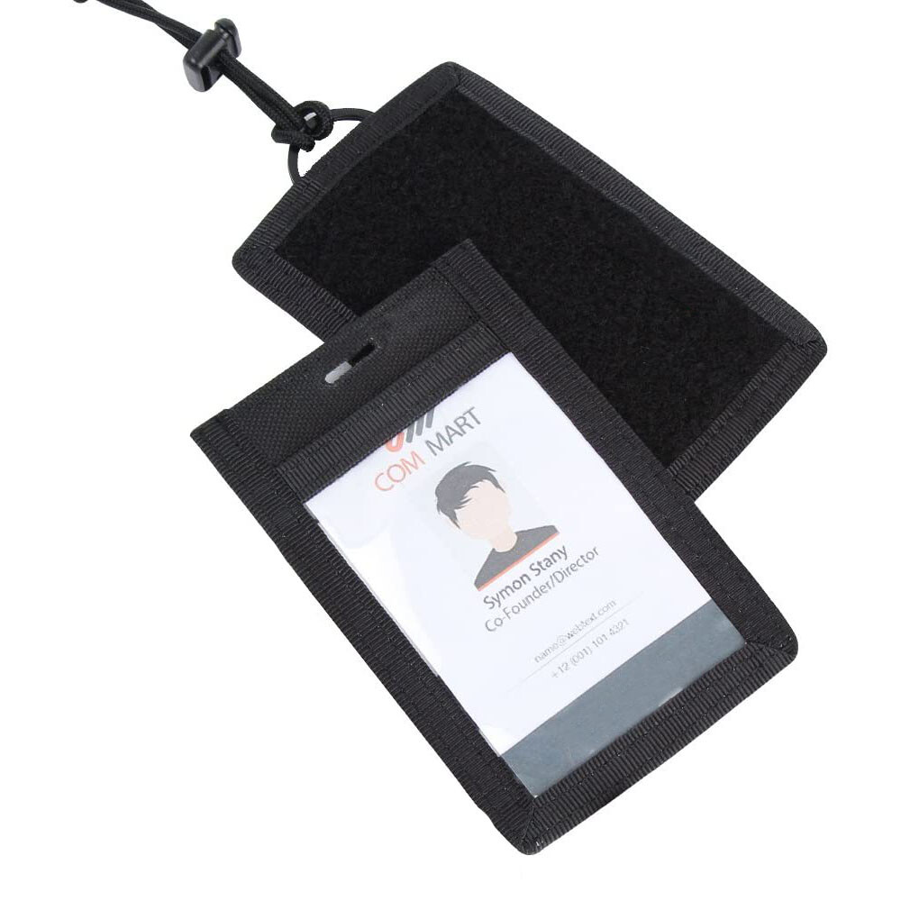 Tactical ID Card Holder Organizer Hook&Loop Patch Badge Holder with Neck Lanyard