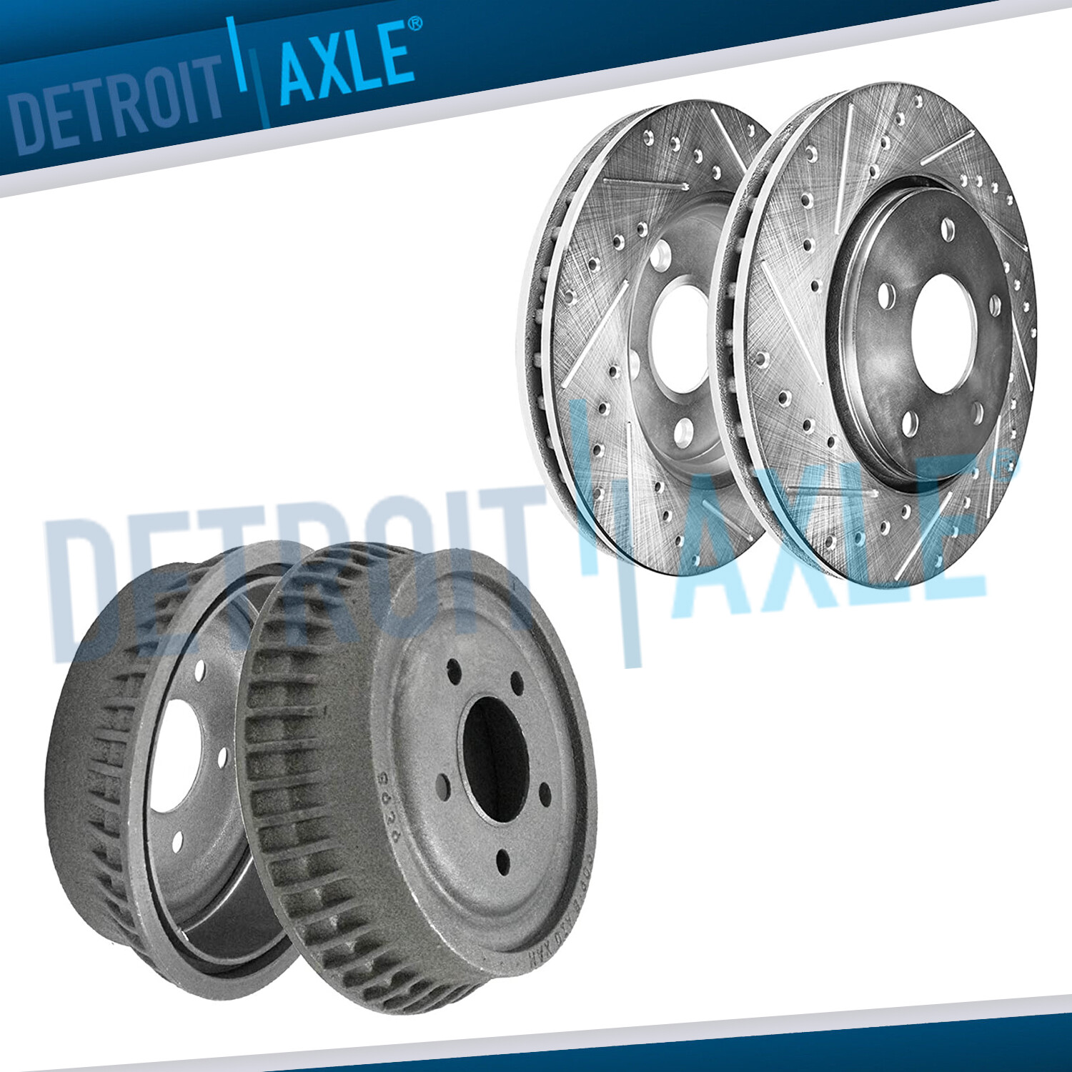 Front Disc Brake Rotors & Rear Drums for Chevy Venture Pontiac Montana Buick