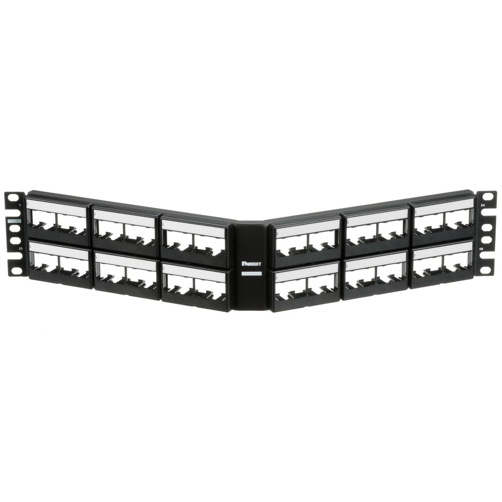 Panduit CPPLA48WBLY 48 Port 2U Rack Angled Patch Panel with Faceplate Black