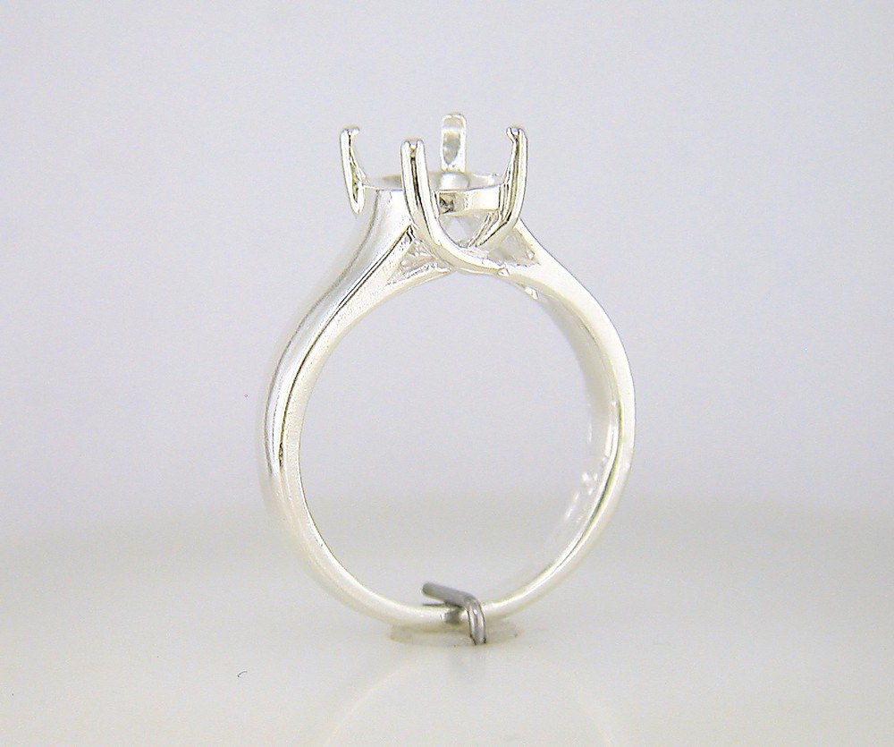 Oval Solitaire Comfort Fit Trellis Ring Setting Sterling Silver