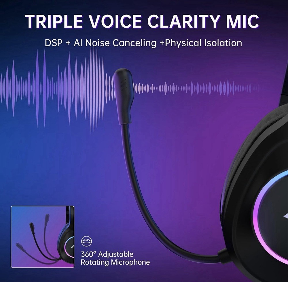 AOC Wireless Gaming Headset Compatible With PS5/4, Switch, PC, Bluetooth 5.4