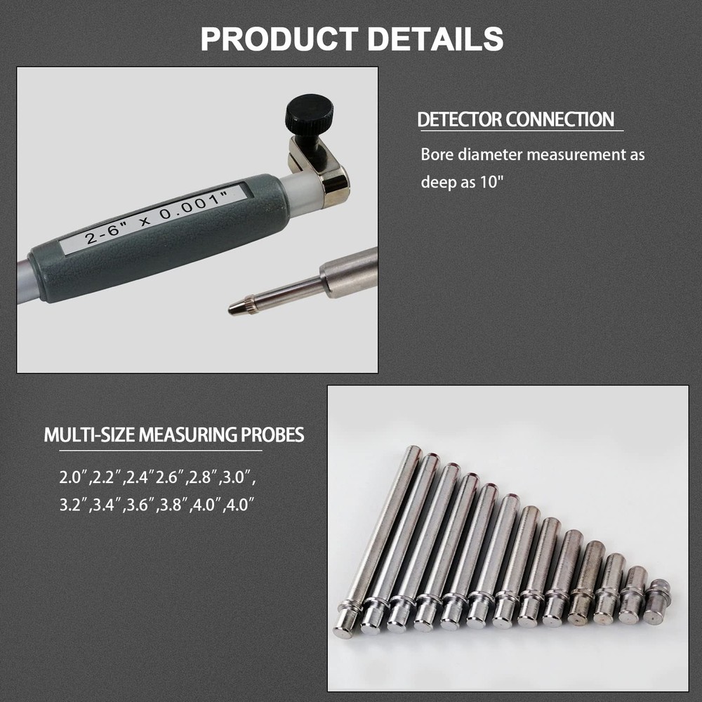 AeKeatDa Dial Indicator Bore Gage 2" - 6" Range(0.001"), Bore...